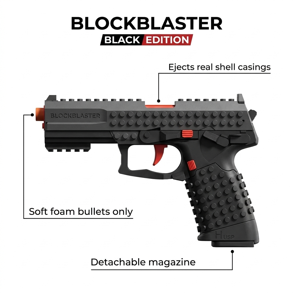 BrickRange Black Edition Brick-Style Toy Blaster - product photo 4 of 5