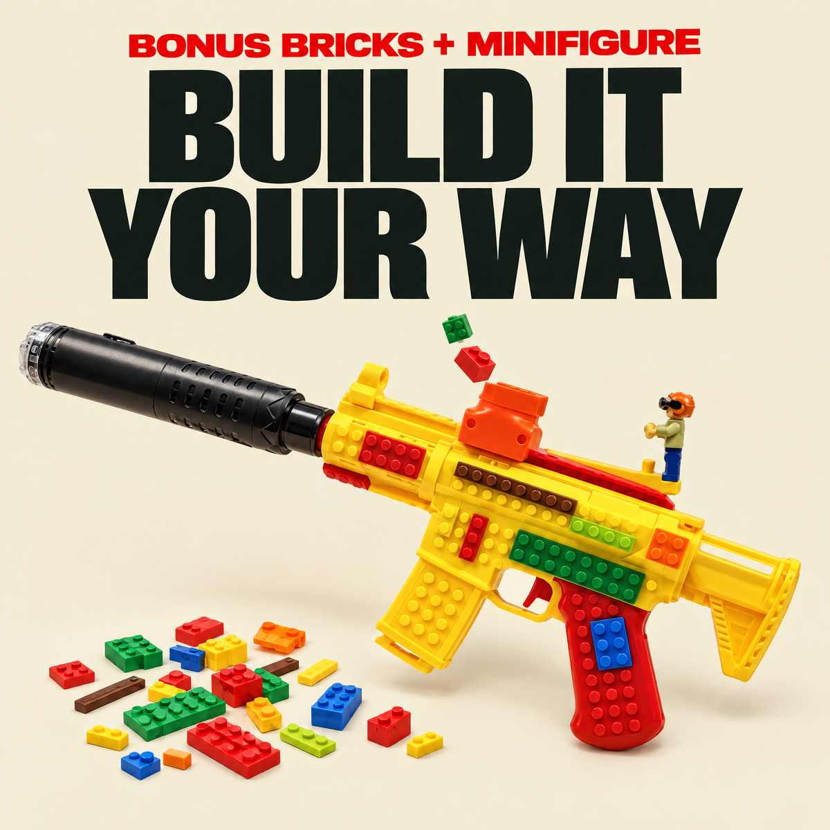 BrickRange Tactical AR Toy Blaster with Mist and Light - product photo 4 of 6