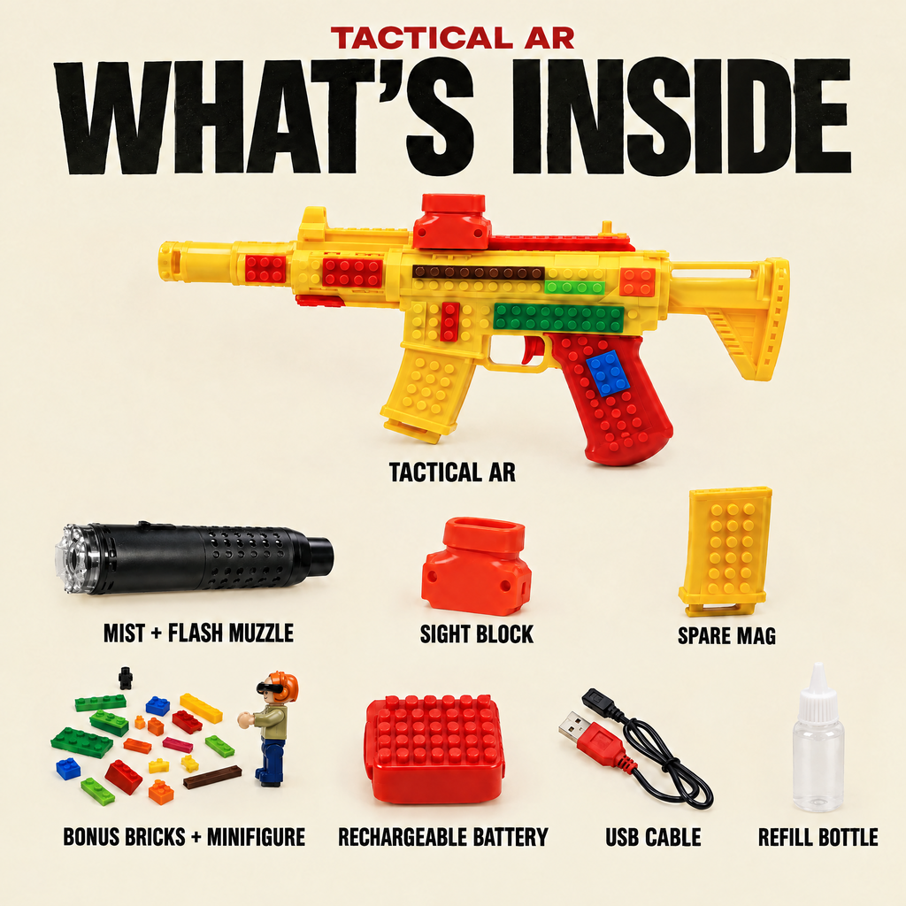 BrickRange Tactical AR Toy Blaster with Mist and Light - product photo 5 of 6