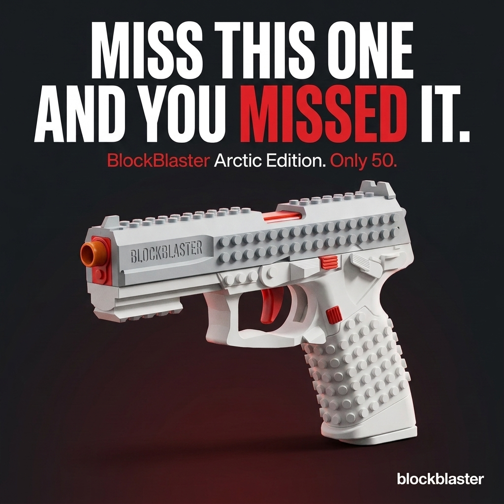 BrickRange Arctic White Edition Brick-Style Toy Blaster - product photo 3 of 4